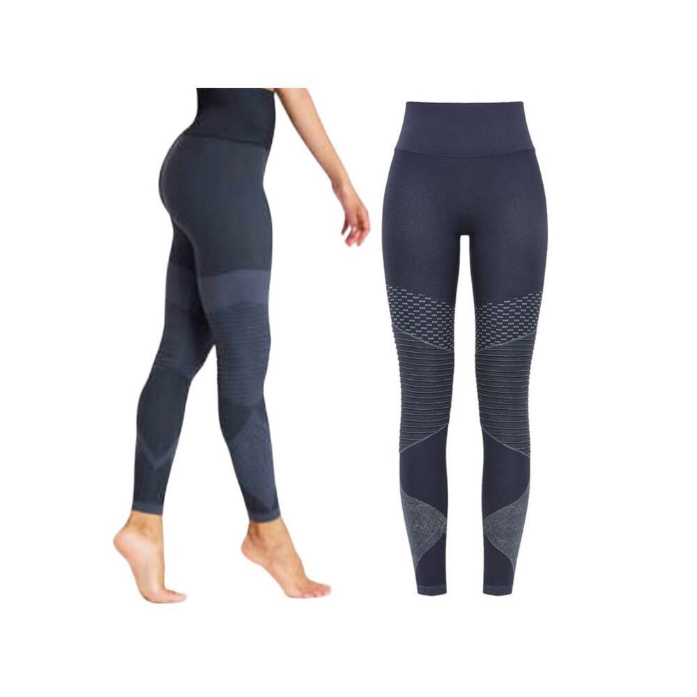 NWT Spanx Look At Me Now Seamless Moto Women Leggings in Blue Indigo Sky Medium